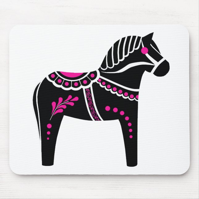Folksvart/vit/rosa Dala häst, Folk Friesian Musmatta (Framsidan)