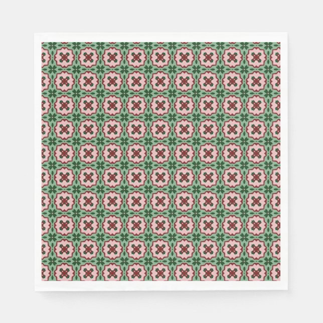 Folksy Bohemian Eclectic Retro jul Mönster Pappersservett (Framsidan)