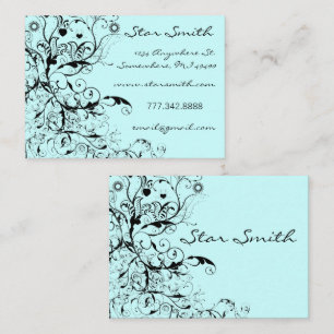 Folksy Boho Swirls Birds & Flowers Blommigt Visitkort