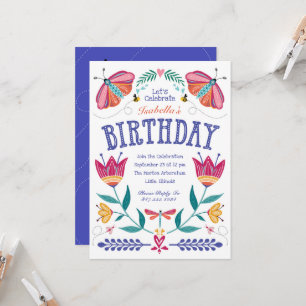 Folksy Kryp Barn Birthday bjudande Inbjudningar