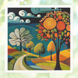 Folksy Land Scene Pappersservett