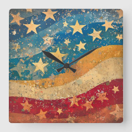 Folksy Stars och stripes Fyrkantig Klocka