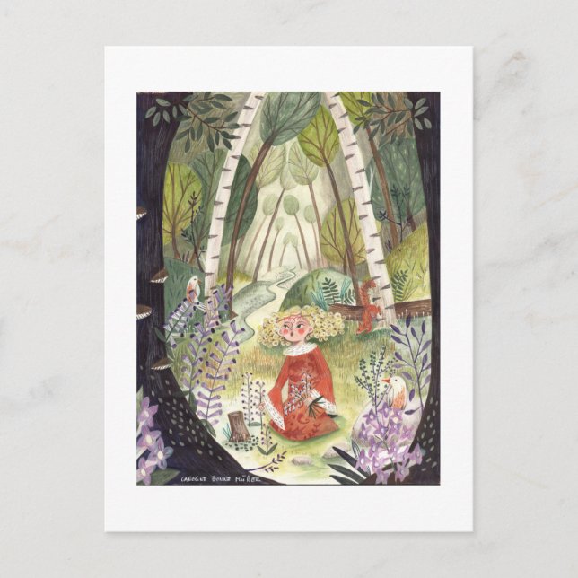 Folktale Fairytale | Skogen Lilacs | Grönt Helg Vykort (Framsida)