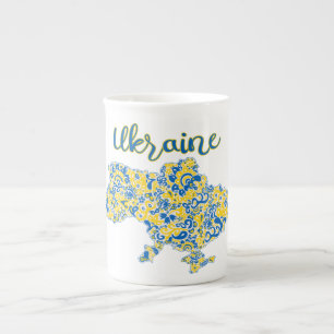 Folloc mönster och Ukraina-typografi Benporslin Mugg