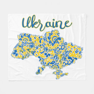 Folloc mönster och Ukraina-typografi Fleecefilt