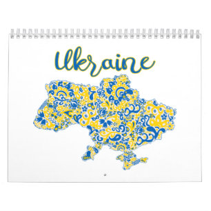 Folloc mönster och Ukraina-typografi Kalender