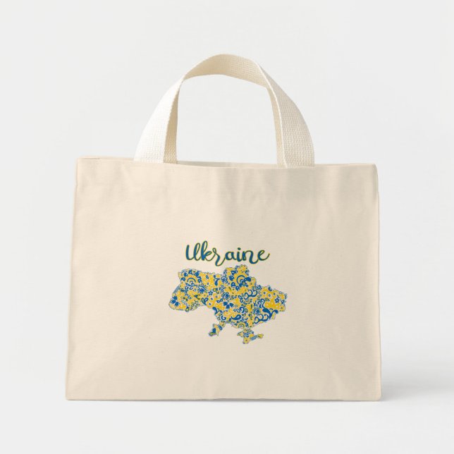 Folloc mönster och Ukraina-typografi   Mini Tygkasse (Framsidan)