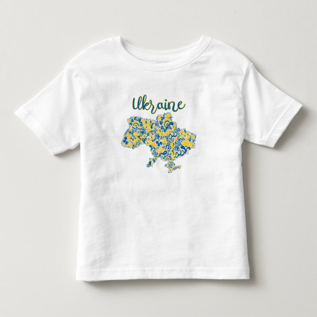 Folloc mönster och Ukraina-typografi T Shirt (Framsida)