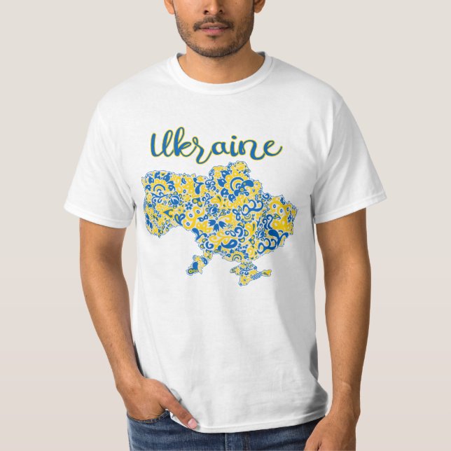 Folloc mönster och Ukraina-typografi T-Shirt (Framsida)