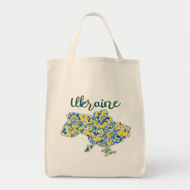 Folloc mönster och Ukraina-typografi   Tygkasse (Framsidan)