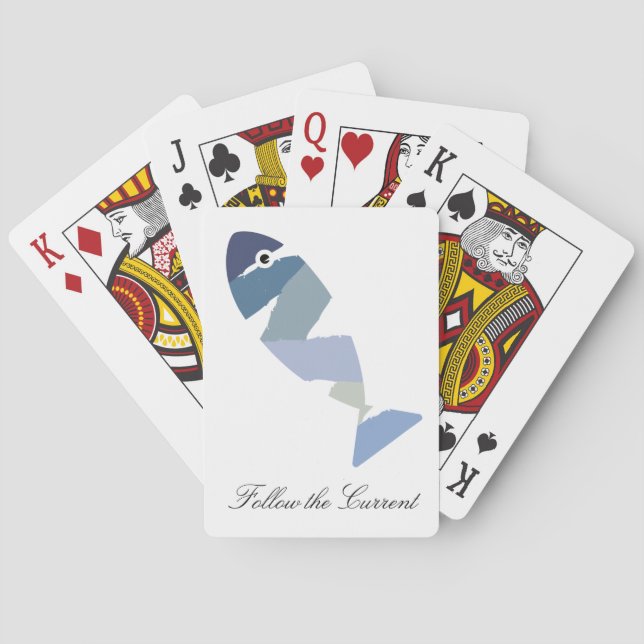Follow the Current Fishing Playing Cards, Minimal Casinokort (Baksidan)