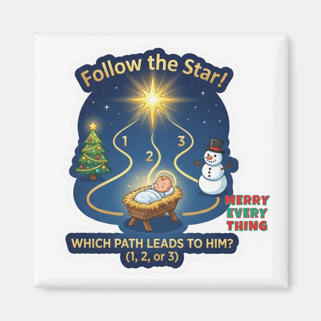 Follow the Star Maze Game Nativity Christmas Magne Magnet (Framsidan)