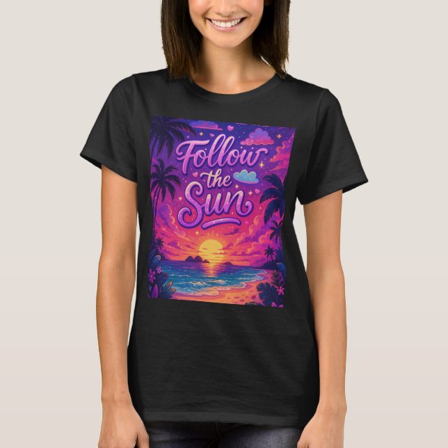 Follow the sun - cute girl t shirt (Framsida)