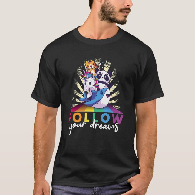 Follow your dreams child animals t shirt (Framsida)
