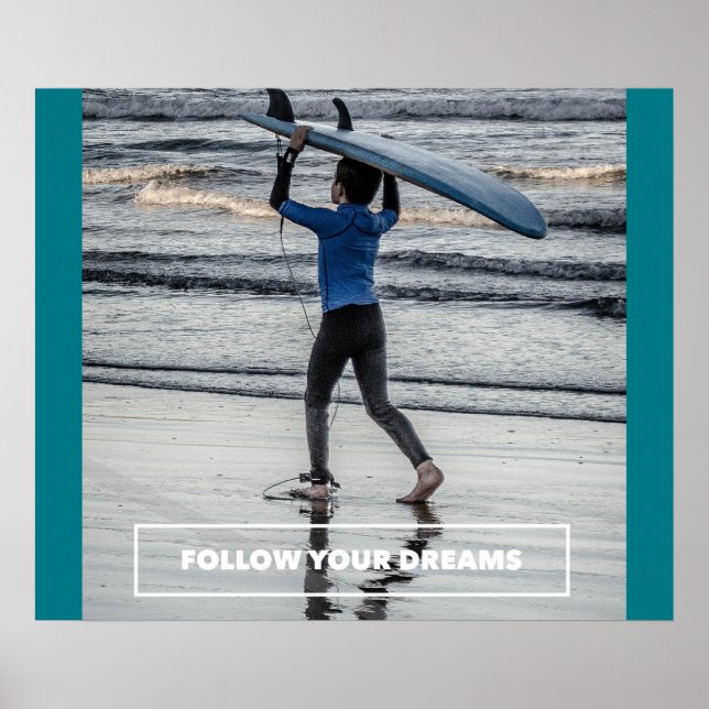 Follow Your Dreams - Motivational Surfing Poster (Framsidan)