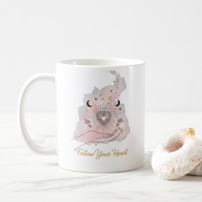 Follow Your Heart Motivational Mug - Celestial Kaffemugg (Med munk)