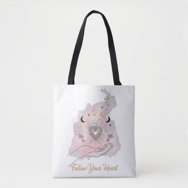 Follow Your Heart Personalised Tote Bag - Celestia Tygkasse (Framsida)