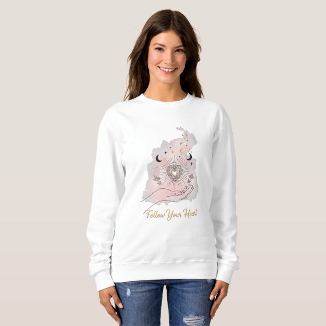 "Follow Your Heart Sweatshirt - Celestial T Shirt (Hel framsida)