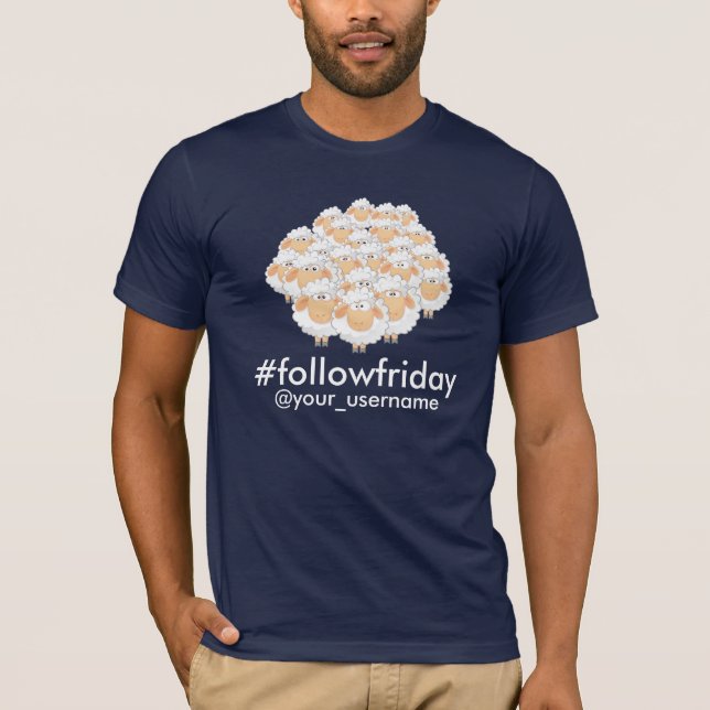 #followfriday Anpassat användarnamn Svarta Får T-S Tee Shirt (Framsida)