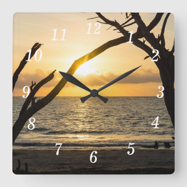 Follup Träd Silhouette Wall Clock Fyrkantig Klocka (Framsida)
