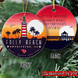 Folly Beach fyr SC Retro Sunset Souvenirs Julgransprydnad Keramik<br><div class="desc">Följ Beach-återstranden för semester. Folly Beach South Carolina Vintage souvenir för resor till South Carolina-ön. Folly Beach-konstverk för South Carolina-semesterfirare och ryggpackare. Folly Beach retro souvenir. Utformning för backpackers och resor till South Carolina. Ön med Vintage souvenir för semesterfirare i havet. - Du kan anpassa mallen genom att lägga till...</div>