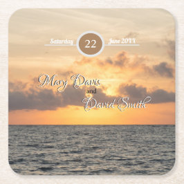 Folly Beach Morgon Bröllop Pappra Underlägg Papper Kvadrat