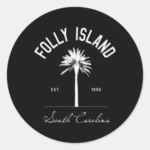 Folly Beach Sc Park Handflatan Träd Folly Island Runt Klistermärke