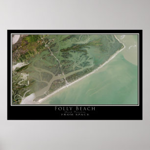 Folly Beach South Carolina Satellite Poster Karta