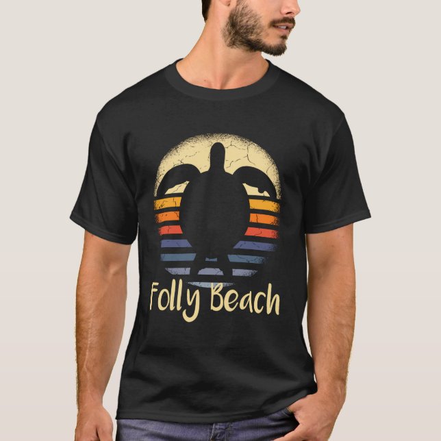 Folly Beach South Carolina Sc Loggerhead Sea Turtl T Shirt (Framsida)