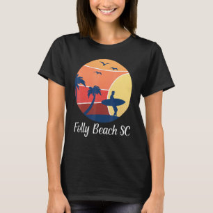 Folly Beach South Carolina SC Surfing Surfer Vinta T Shirt