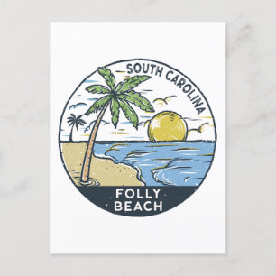Folly Beach South Carolina Vintage Vykort