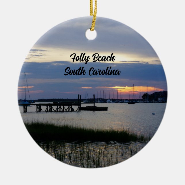 Folly Harbor Solnedgångsornament Julgransprydnad Keramik (Framsidan)