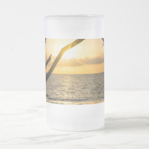 Folly Sunrise Träd Silhouette Frosted Glass Beer M Frostat Ölglas