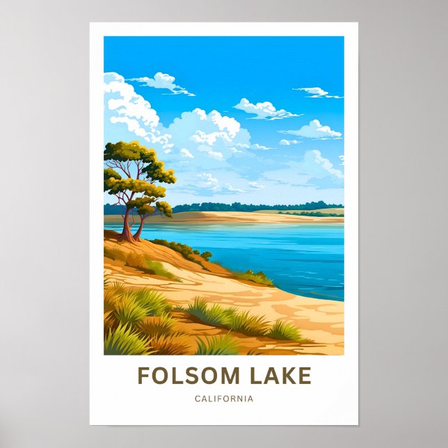Folsom Sjö California Travel Skriv ut Poster (Framsidan)