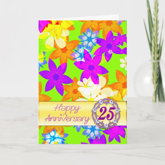 Fomulösa blommor 25-årsjubileum för ett par kort (Framsida)