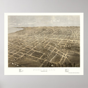 Fond Du Lac, WI Panoramic Karta - 1867 Poster