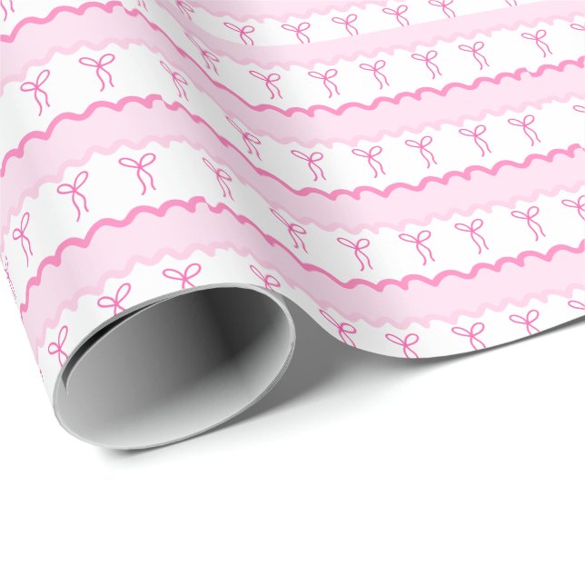 Fond girly rose et blanc nœuds coquette presentpapper (Rullad Hörn)