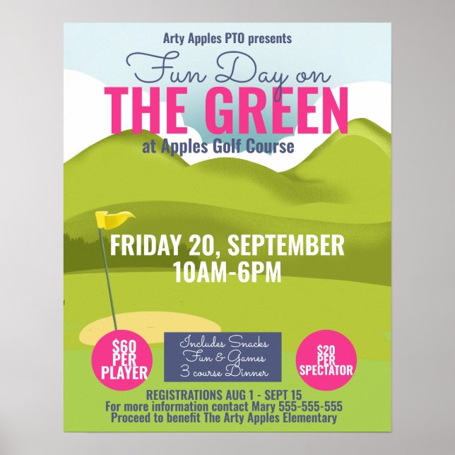 Fondanskaffningsflygare för golf-turnering och pos poster (Framsidan)