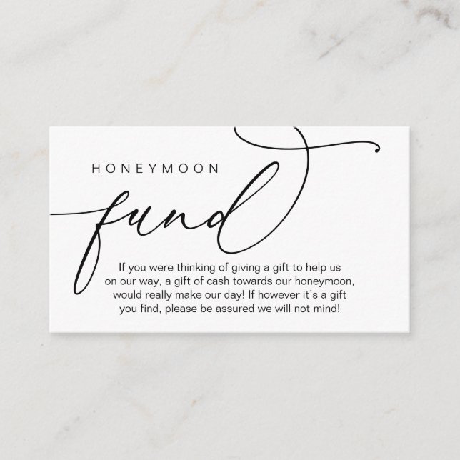 Fonden för honungsmånen i bröllop, gåvor i Pengara Tilläggskort (Framsida)