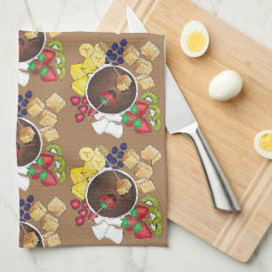 Fondue Fruit Cake Berries Marshmallow Dessert Food Kökshandduk
