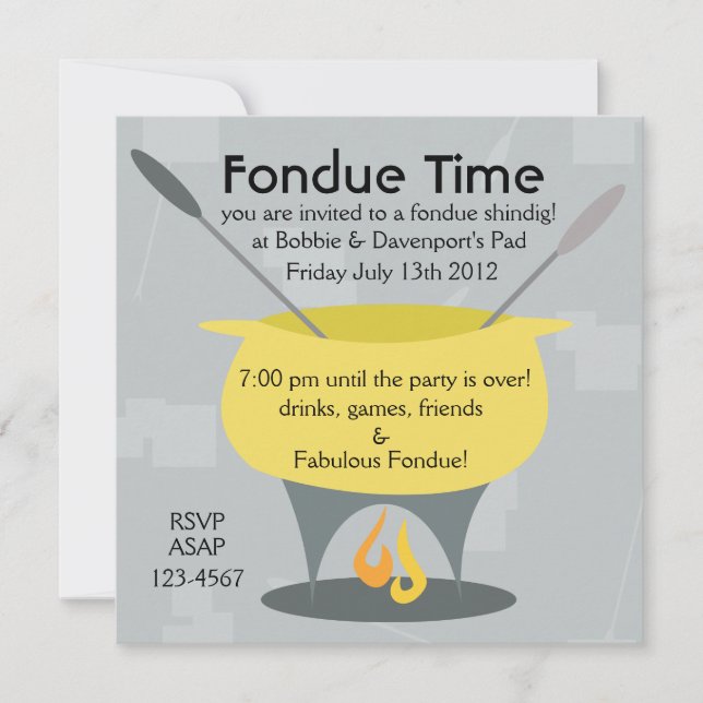 Fondue Time! Inbjudningar (Framsida)