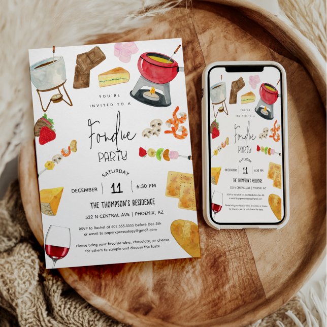 Fonduefest Vin Ost Middag Alla Tillfällen Inbjudningar (Skapare uppladdad)