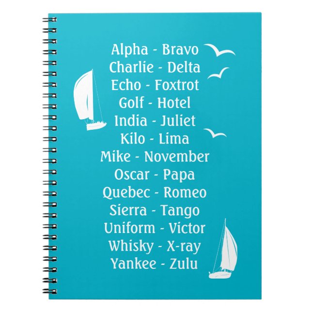 Fonetiskt alfabet, blåsegling anteckningsbok (Framsidan)