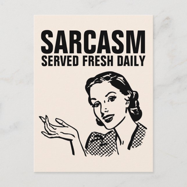 FONNY 1950's RETRO HOUSEWIFE POSTCARDS, SARCASM Vykort (Framsida)