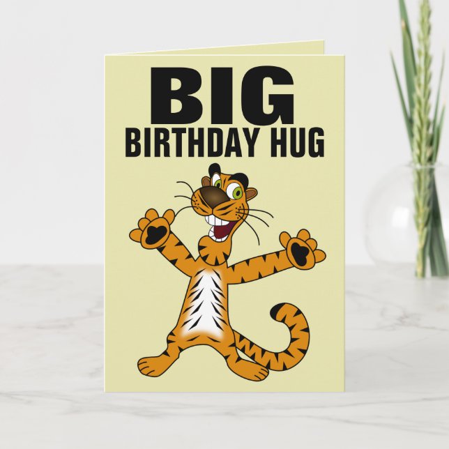 FONNY CAT BIG HUG BIRTHDAY GREETY CARDS KORT (Framsida)