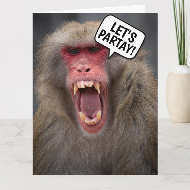 FONNY MONKEY BIRTHDAY GREETING CARD KORT (Framsida)