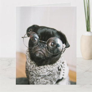 FONNY PUG HUND TÄNKANDE AV DIG GREETCARDS KORT