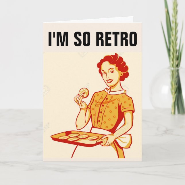 FONNY RETRO HOUSEWIFE GREETING CARDS KORT (Framsida)