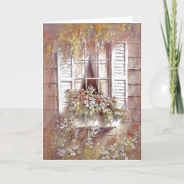 Fönster, blommor och luckor  Vårens skönhet Kort