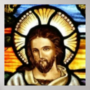 Fönster för Jesus Kristusmålat glass Poster